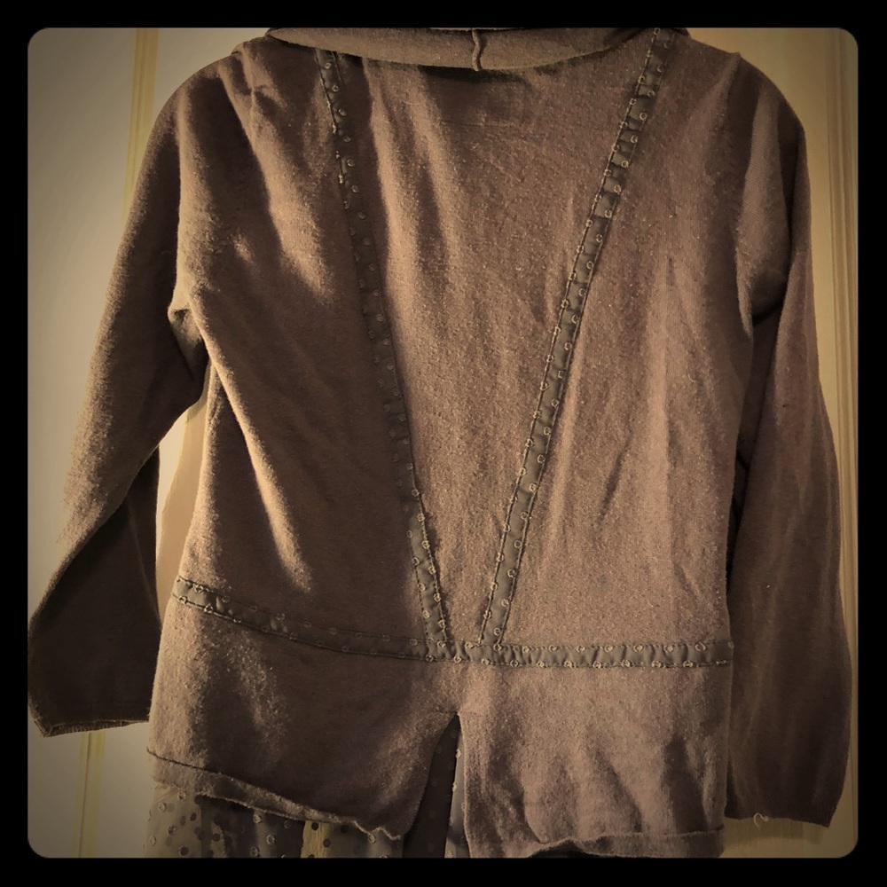 Lilac Anthropologie Open Front Lacy Cardigan